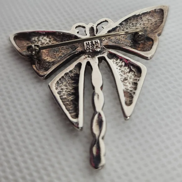 H&H Hand & Hammer Butterfly Brooch/Pin in Sterling Silver - Picture 4 of 6